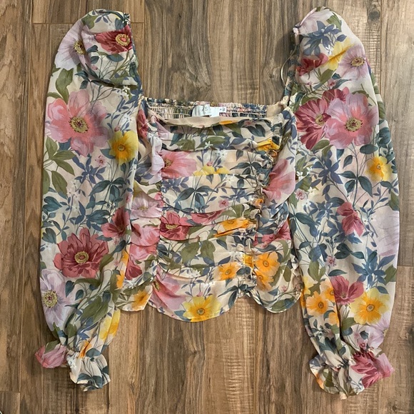 ASTR THE LABEL TONINA FLORAL PUFF SLEEVE TOP
COLOR: TAUPE FUCHSIA MLT FLCOLOR - Picture 4 of 6